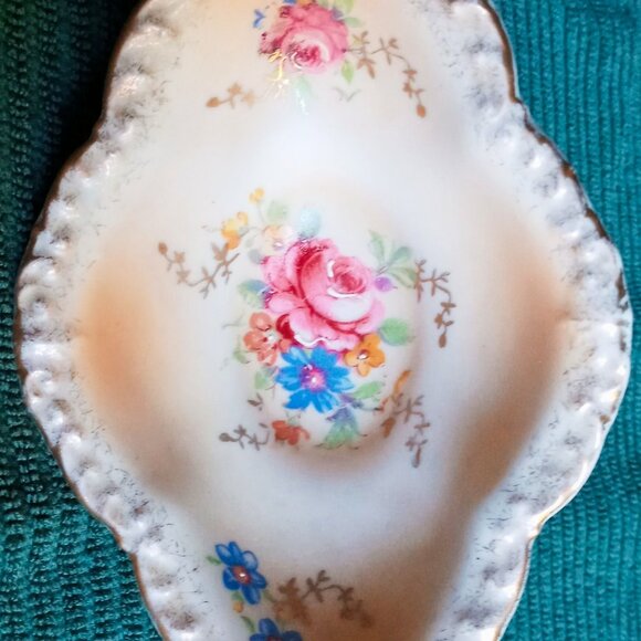 Other - Rare Fine China Trinket Dish/Salt or Finger Bowl Floral Hand Painted Gold Trim